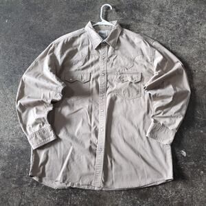 Vintage Express Rider Pearl Snap Western Shirt Mens XL Tan Sawtooth Rodeo